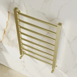 Toasty Rise Brushed Brass Heated Towel Rail