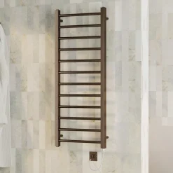 Toasty Rise Brushed Bronze Electric Heated Towel Rail with Heating Element