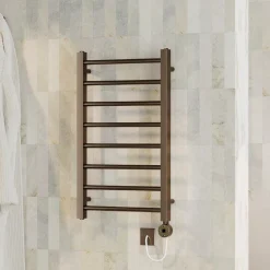 Toasty Rise Brushed Bronze Electric Heated Towel Rail with Heating Element