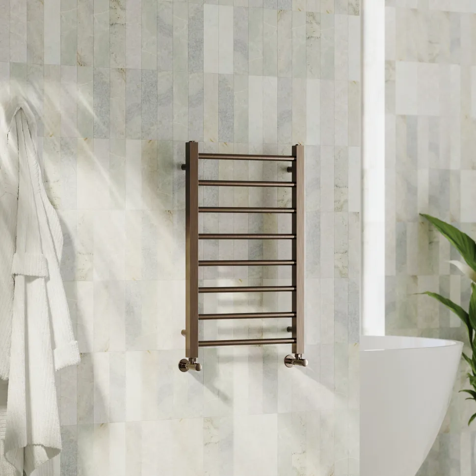 Toasty Rise Brushed Bronze Heated Towel Rail