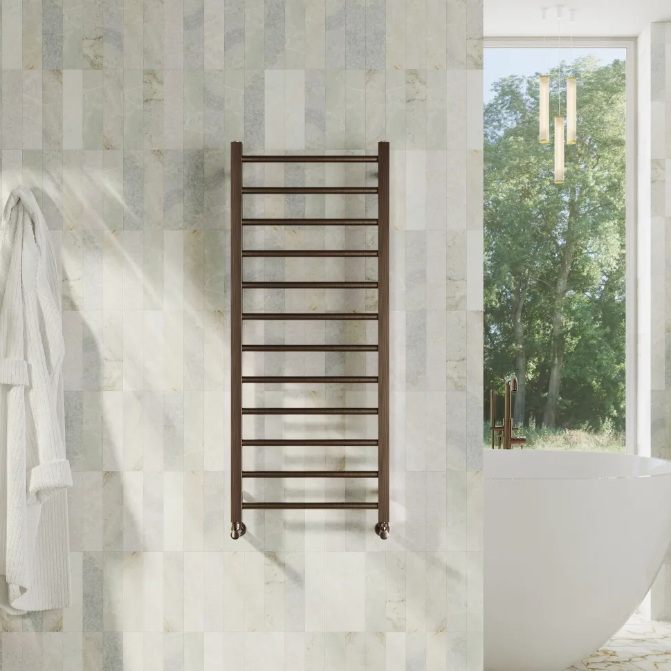 Toasty Rise Brushed Bronze Heated Towel Rail