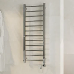 Toasty Rise Chrome Electric Heated Towel Rail with Heating Element