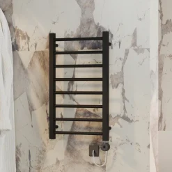 Toasty Rise Matt Black Electric Heated Towel Rail with Heating Element