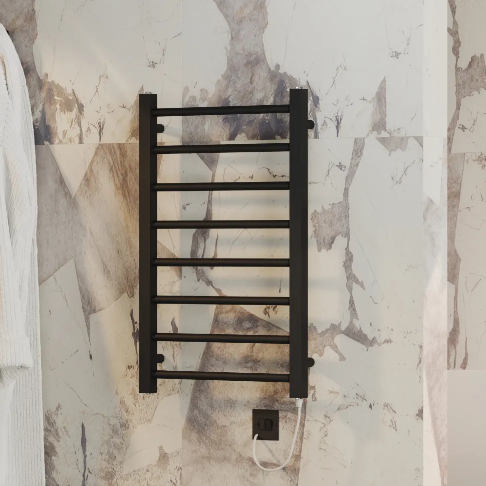 Toasty Rise Matt Black Electric Heated Towel Rail with Heating Element