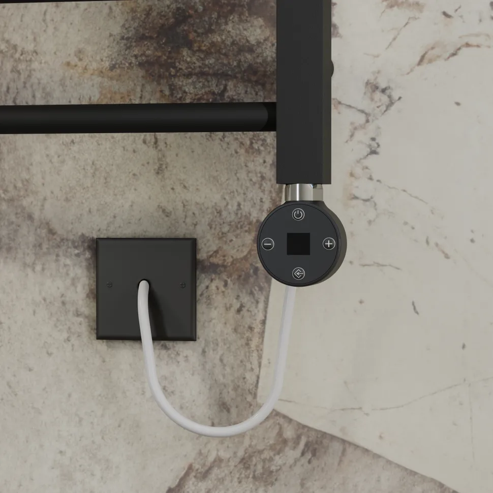 Toasty Rise Matt Black Electric Heated Towel Rail with Heating Element