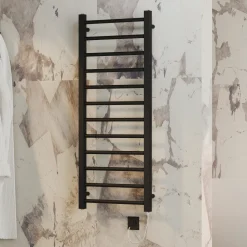 Toasty Rise Matt Black Electric Heated Towel Rail with Heating Element