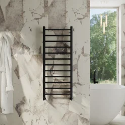 Toasty Rise Matt Black Heated Towel Rail