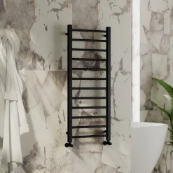 Toasty Rise Matt Black Heated Towel Rail
