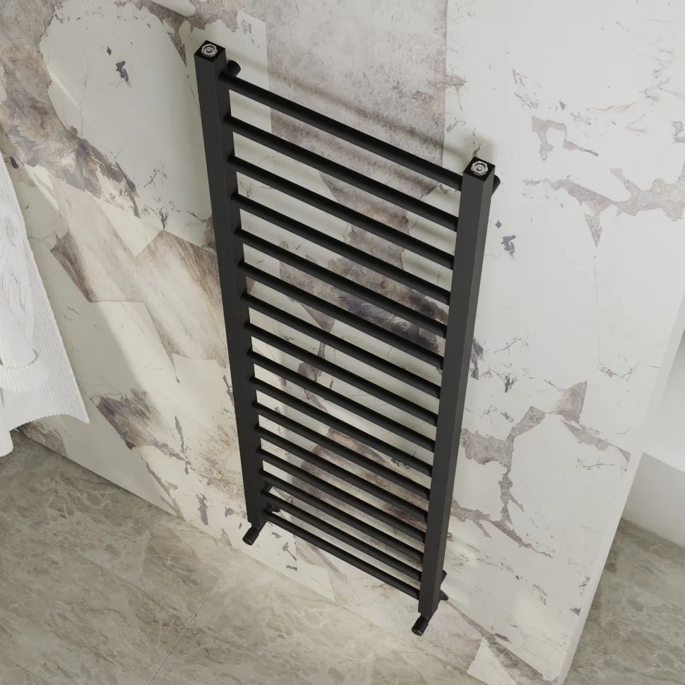 Toasty Rise Matt Black Heated Towel Rail