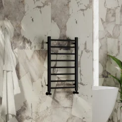 Toasty Rise Matt Black Heated Towel Rail
