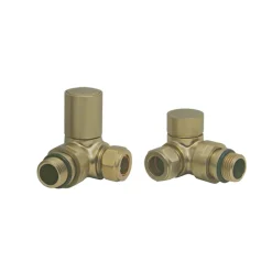 Toasty Round Brushed Brass Manual Radiator Valves