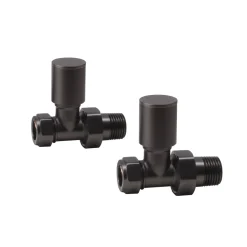 Toasty Round Brushed Gunmetal Manual Radiator Valves