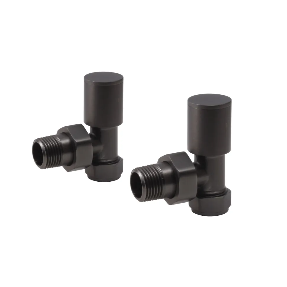 Toasty Round Brushed Gunmetal Manual Radiator Valves