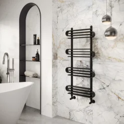 Toasty Sanctuary Matt Black Heated Towel Rail - 1100 x 500mm