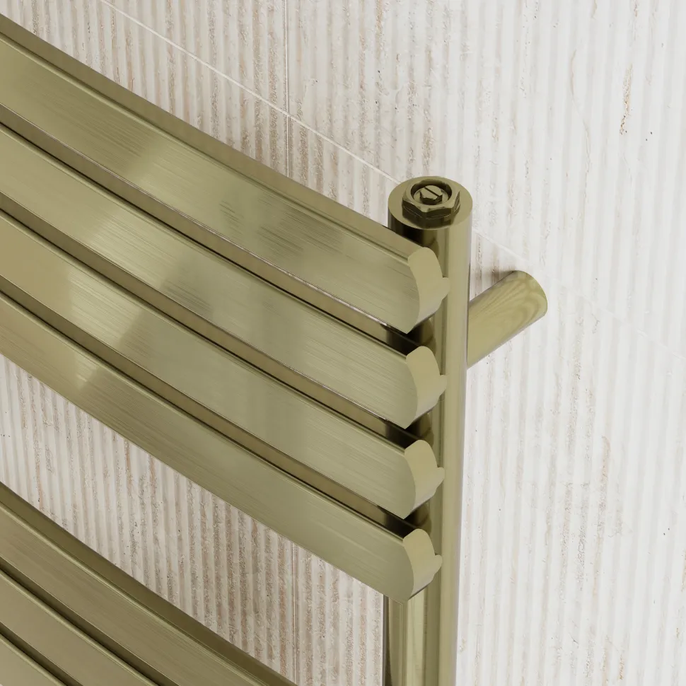 Toasty Solace Brushed Brass Curved Heated Towel Rail