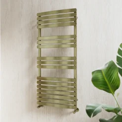 Toasty Solace Brushed Brass Curved Heated Towel Rail