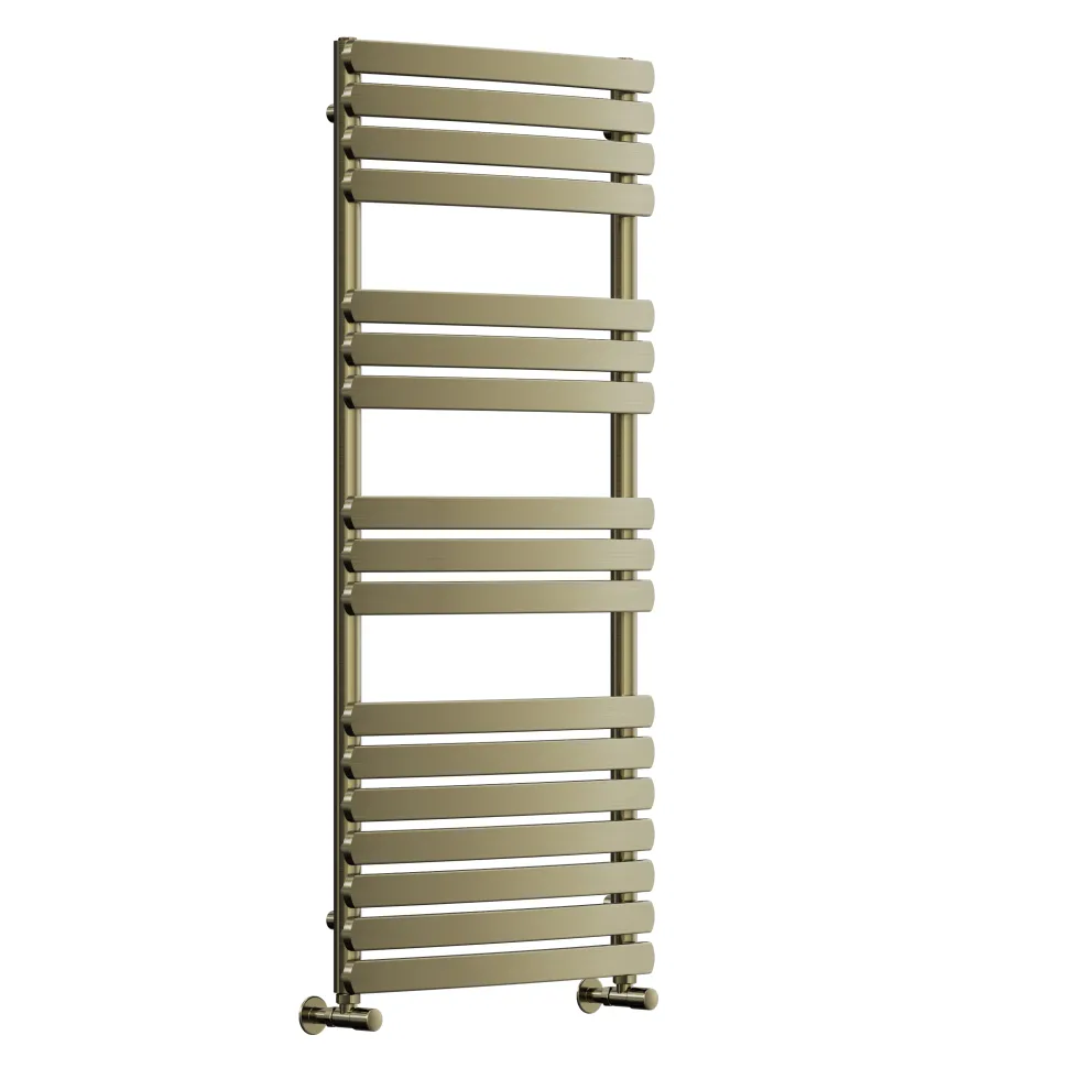 Toasty Solace Brushed Brass Curved Heated Towel Rail