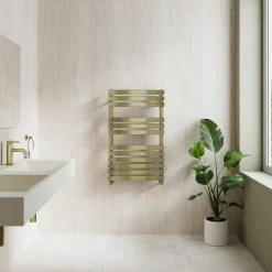 Toasty Solace Brushed Brass Curved Heated Towel Rail