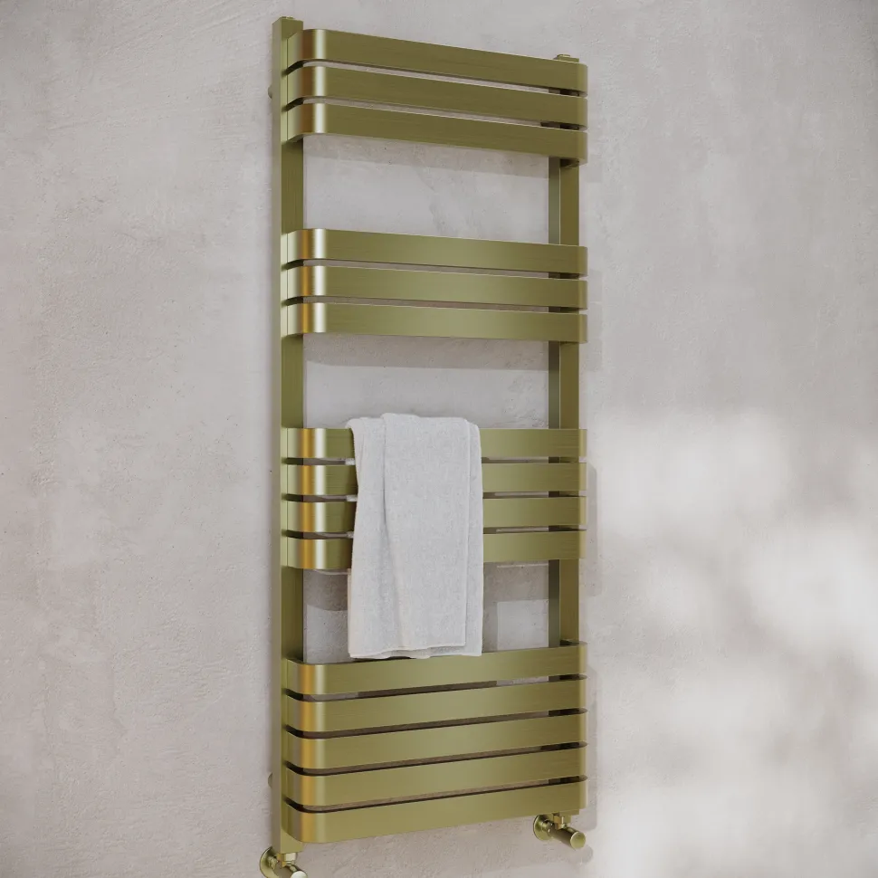 Toasty Studio Brushed Brass Heated Towel Rail - 1200 x 500mm