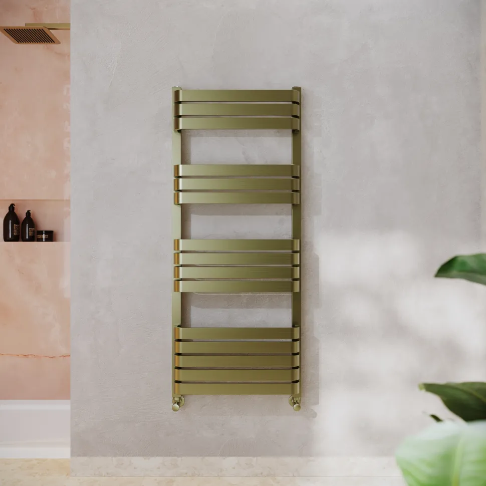 Toasty Studio Brushed Brass Heated Towel Rail - 1200 x 500mm