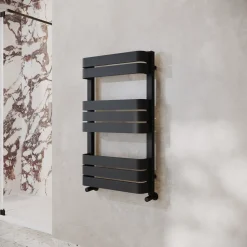 Toasty Studio Matt Black Heated Towel Rail - 850 x 500mm