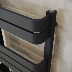 Toasty Studio Matt Black Heated Towel Rail - 850 x 500mm