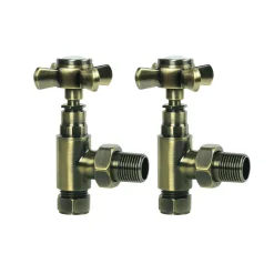Toasty Traditional Crosshead Manual Angled Valves - Antique Brass