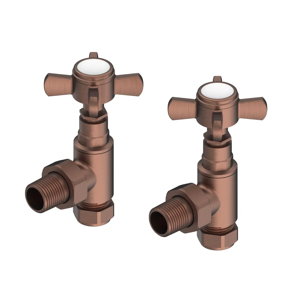 Toasty Traditional Crosshead Manual Angled Valves - Antique Copper