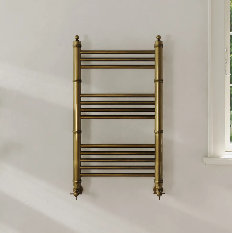 Toasty Vale Antique Brass Traditional Ladder Heated Towel Rail