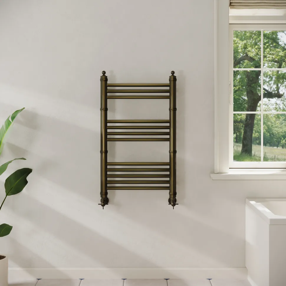 Toasty Vale Antique Brass Traditional Ladder Heated Towel Rail