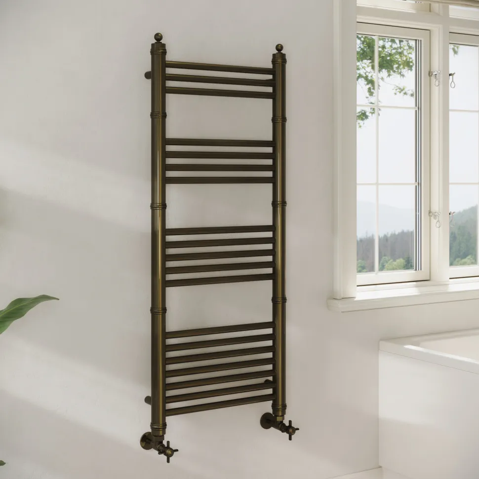 Toasty Vale Antique Brass Traditional Ladder Heated Towel Rail