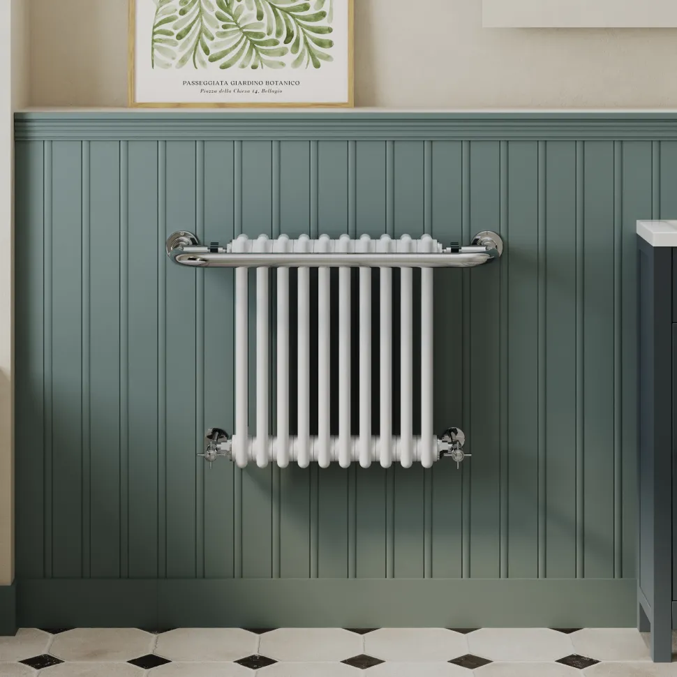 Toasty Wickham Chrome & White Traditional Heated Towel Rail - 490 x 740mm