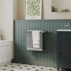 Toasty Wickham Chrome & White Traditional Heated Towel Rail - 490 x 740mm