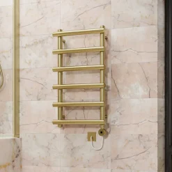 Toasty Yarrow Brushed Brass Electric Heated Towel Rail with Heating Element