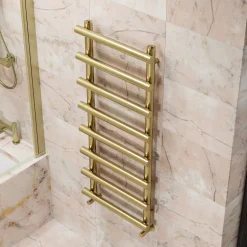 Toasty Yarrow Brushed Brass Electric Heated Towel Rail with Heating Element