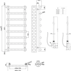 Toasty Yarrow Brushed Brass Electric Heated Towel Rail with Heating Element