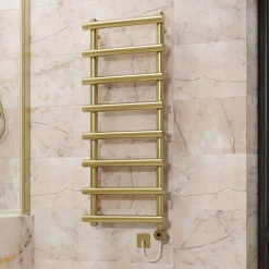 Toasty Yarrow Brushed Brass Electric Heated Towel Rail with Heating Element