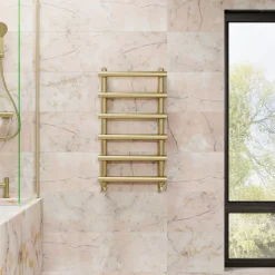 Toasty Yarrow Brushed Brass Heated Towel Rail