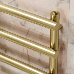 Toasty Yarrow Brushed Brass Heated Towel Rail