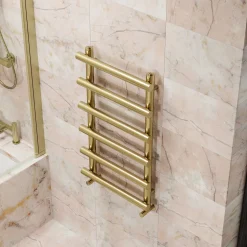 Toasty Yarrow Brushed Brass Heated Towel Rail