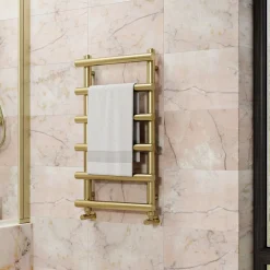 Toasty Yarrow Brushed Brass Heated Towel Rail
