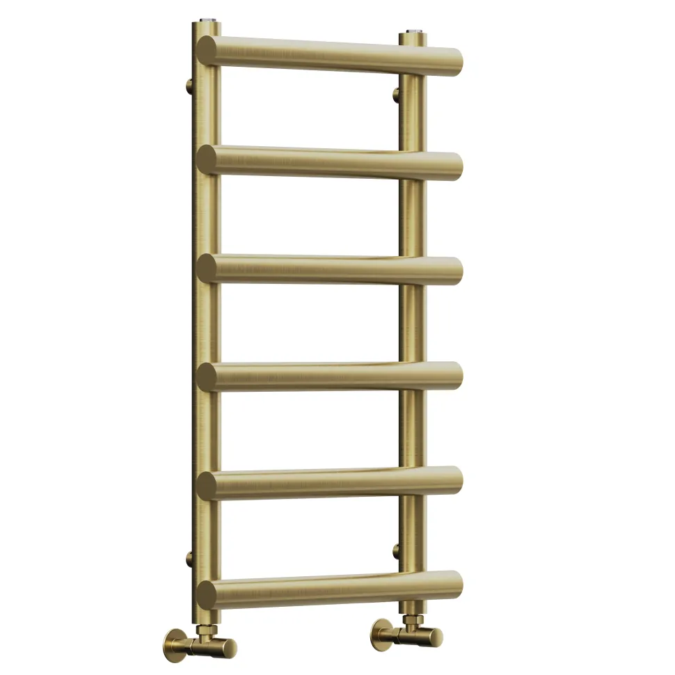 Toasty Yarrow Brushed Brass Heated Towel Rail