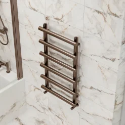 Toasty Yarrow Brushed Bronze Electric Heated Towel Rail with Heating Element