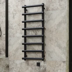 Toasty Yarrow Matt Black Electric Heated Towel Rail with Heating Element