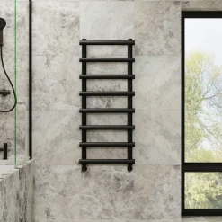 Toasty Yarrow Matt Black Heated Towel Rail
