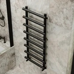 Toasty Yarrow Matt Black Heated Towel Rail