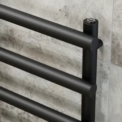 Toasty Yarrow Matt Black Heated Towel Rail