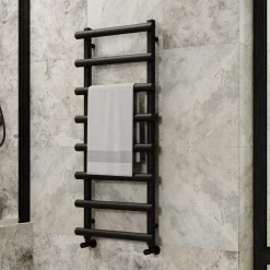 Toasty Yarrow Matt Black Heated Towel Rail