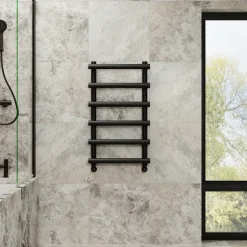 Toasty Yarrow Matt Black Heated Towel Rail