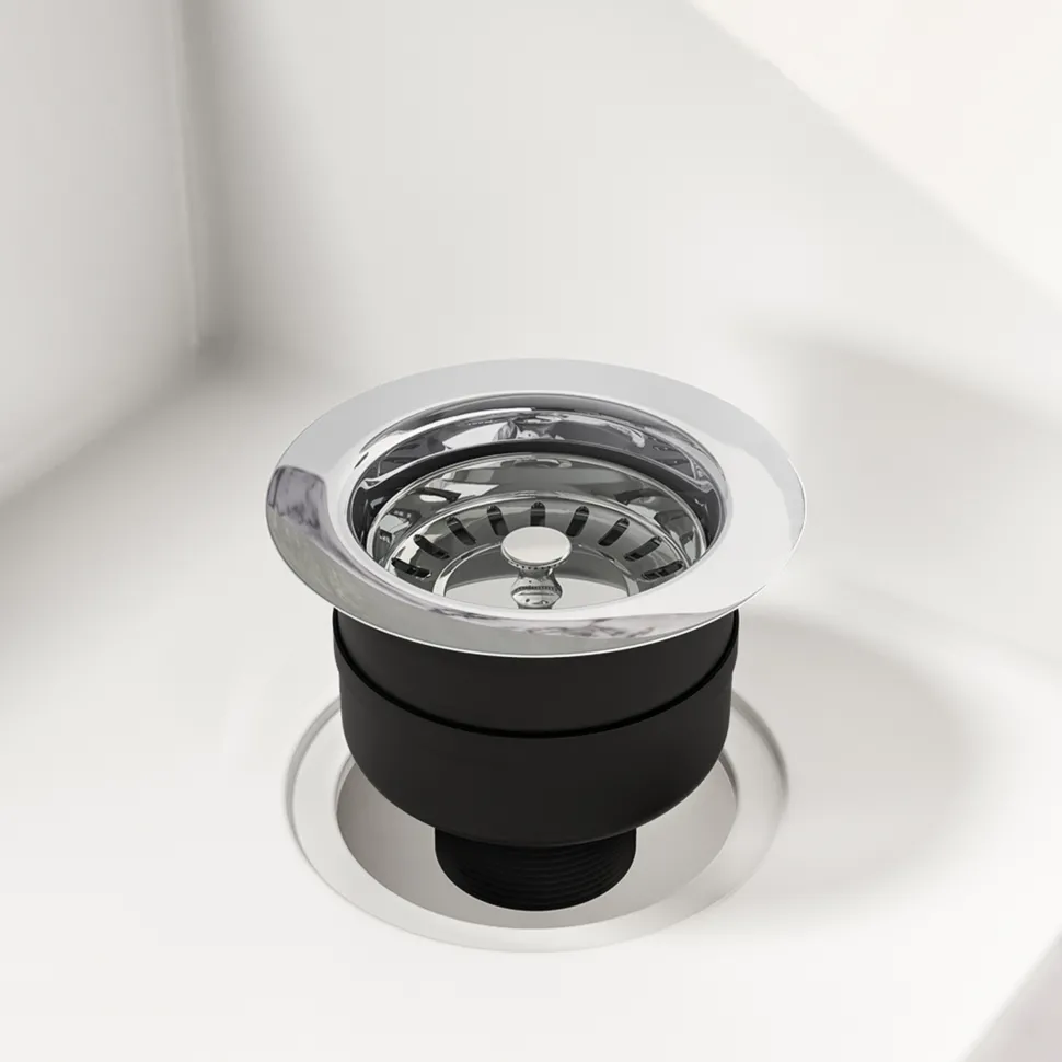 Top-Fix 90mm Basket Strainer Kitchen Sink Waste, Overflow Pipework & Cover